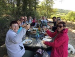 Picnic in the vineyards during the grape harvest